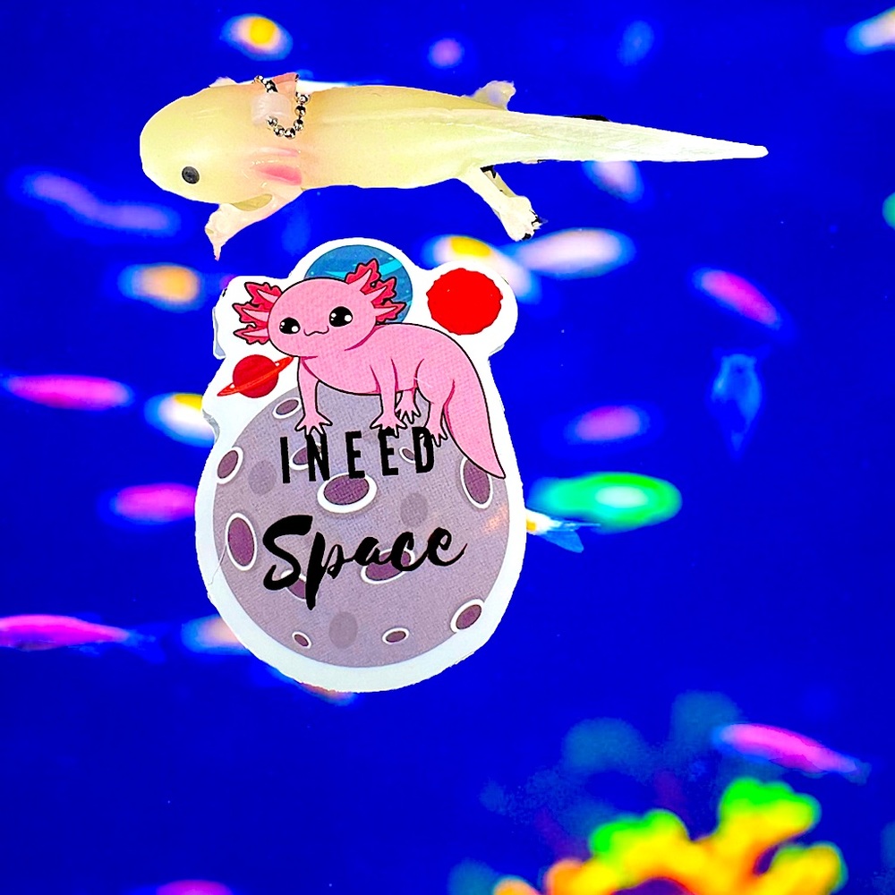 I NEED SPACE Axolotl Crazy Trending WaterProof Single Decor Accent Sticker
